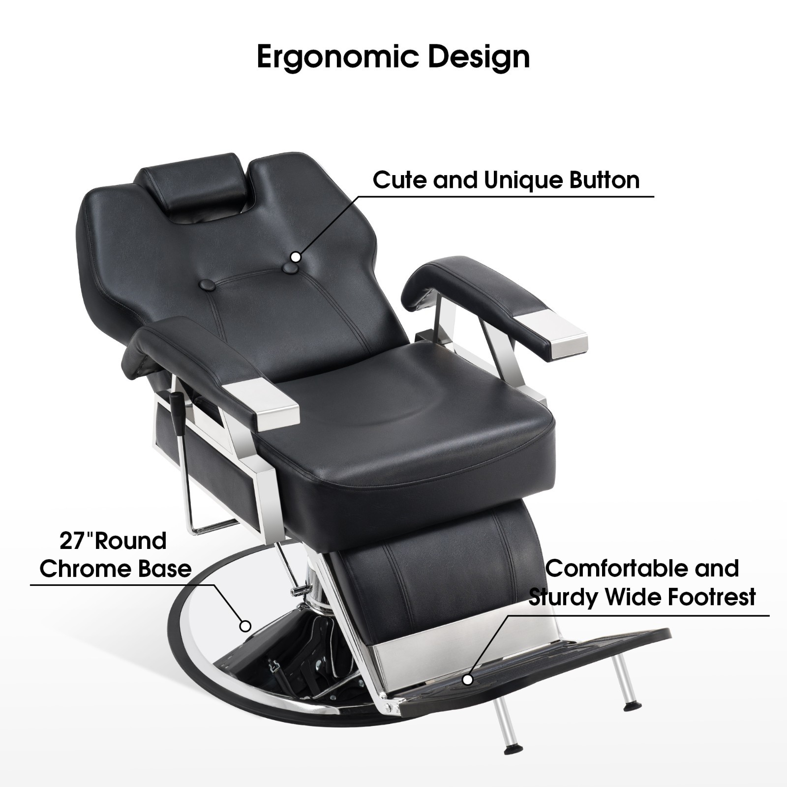 BarberPub All Purpose Barber Chair,Reclining Salon Styling Barbershop 2801
