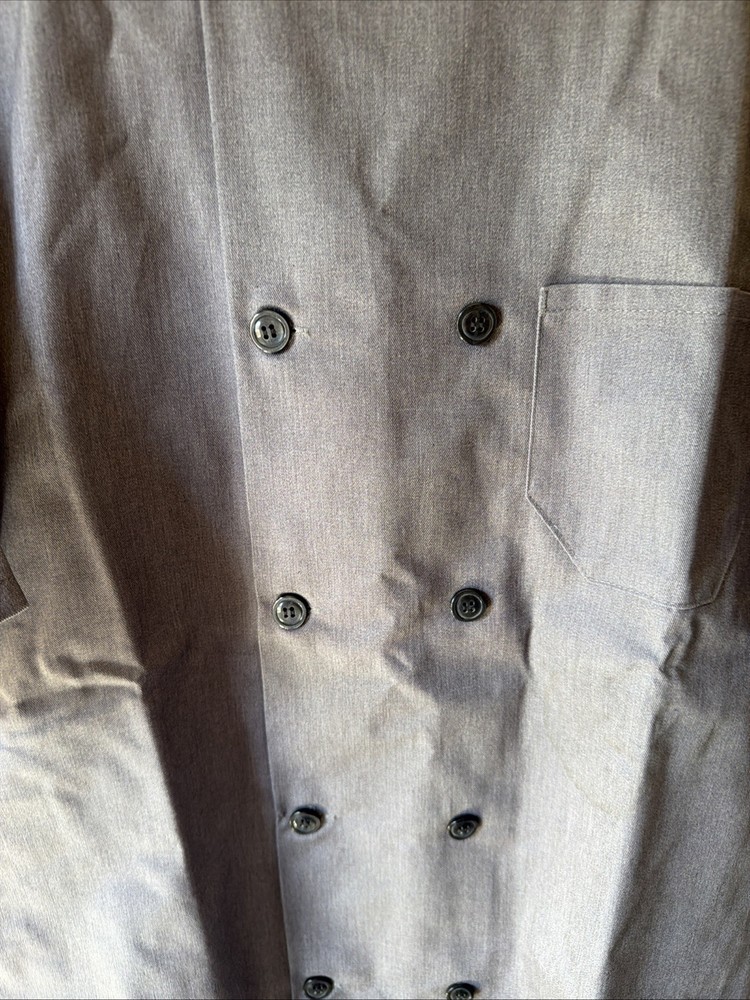 Chef Jacket Short Sleeve Gray Double Breasted Front With Buttons NWT