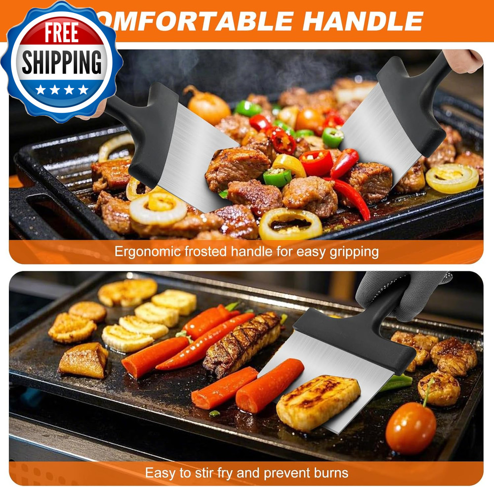 Griddle Scraper Stainless Steel Flat Top Grill Scraper with 5 Handle....
