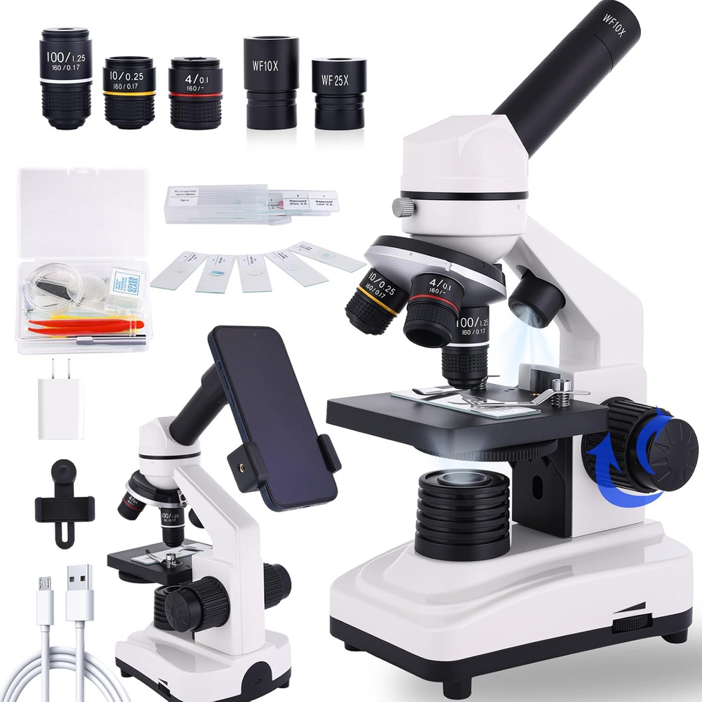 Microscope for Kids & Adults, 40X-2500X High-Power Compound Microscope for Stude