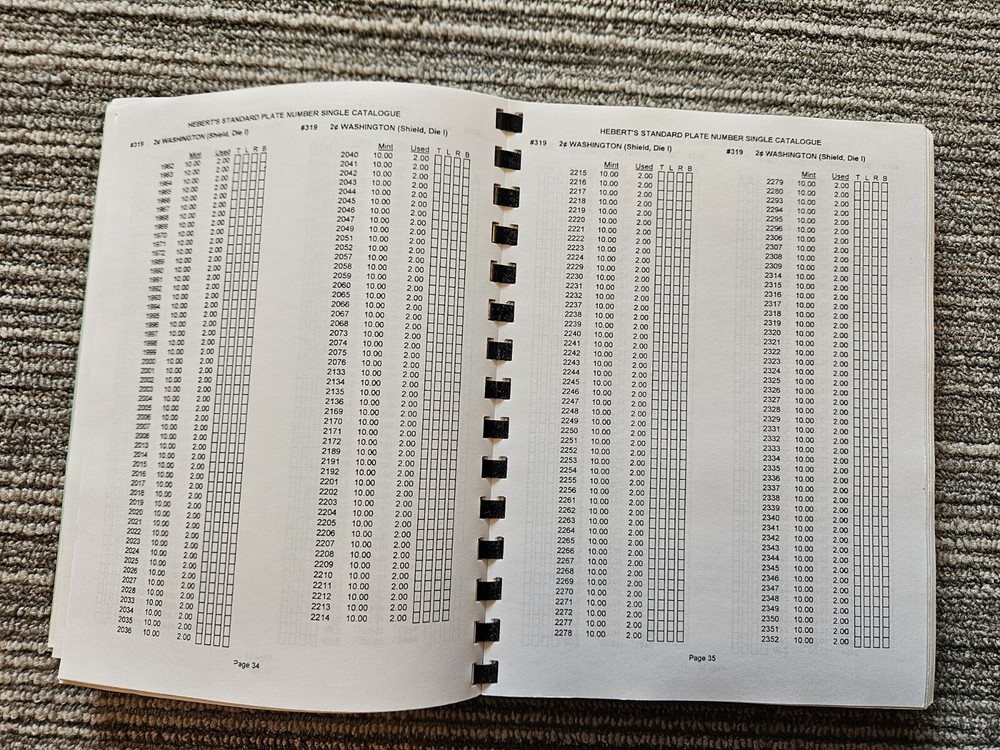 2003 Hebert's Standard Plate Number Single Catalogue