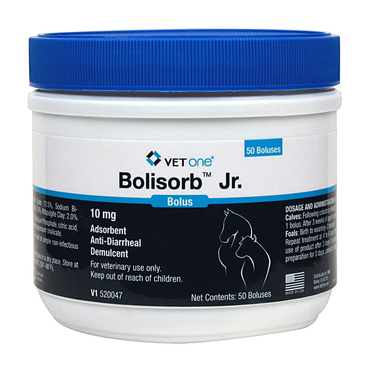 Bolisorb Jr Foal & Calf Anti Diarrhea Scour Bolus 50 Count Clay Caolin Pectin