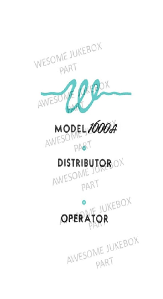 Wurlitzer 1600a Operator Card