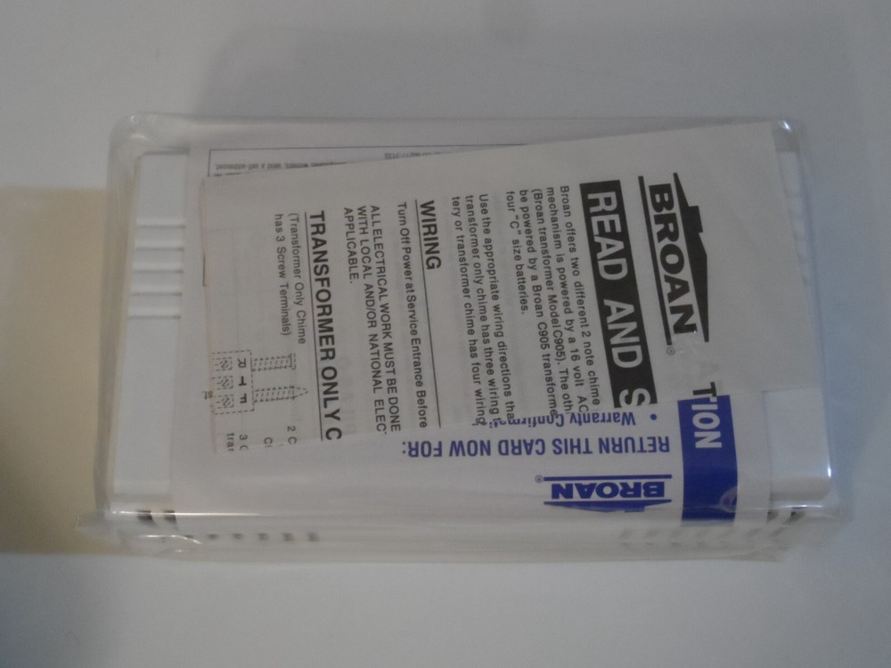 NEW/OPEN BOX - Broan White Door Chime C95
