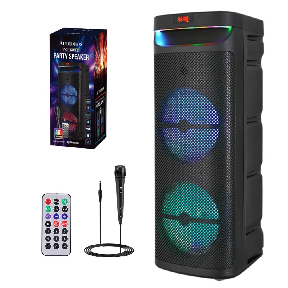 Portable Dual 10'' Bluetooth Speaker Wireless Subwoofer Party DJ Speaker System