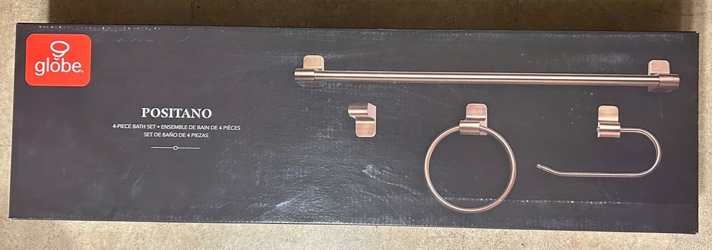 Globe Electric 51695 Positano 4-Piece Bath Hardware Set, Matte Brass