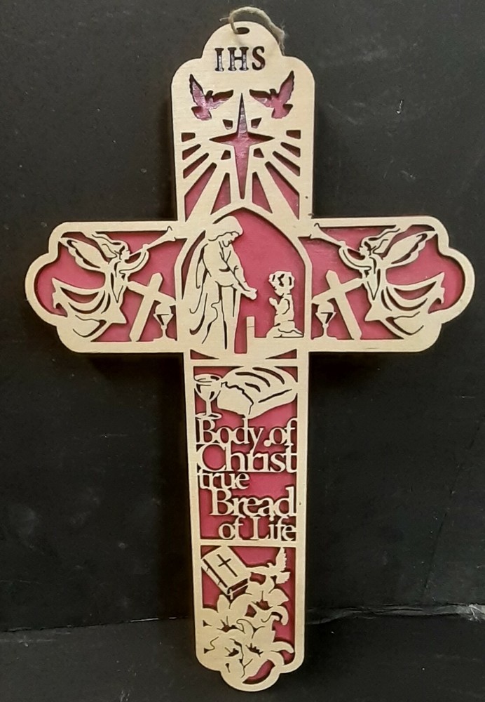 FIRST COMMUNION CROSS-12"-PINK