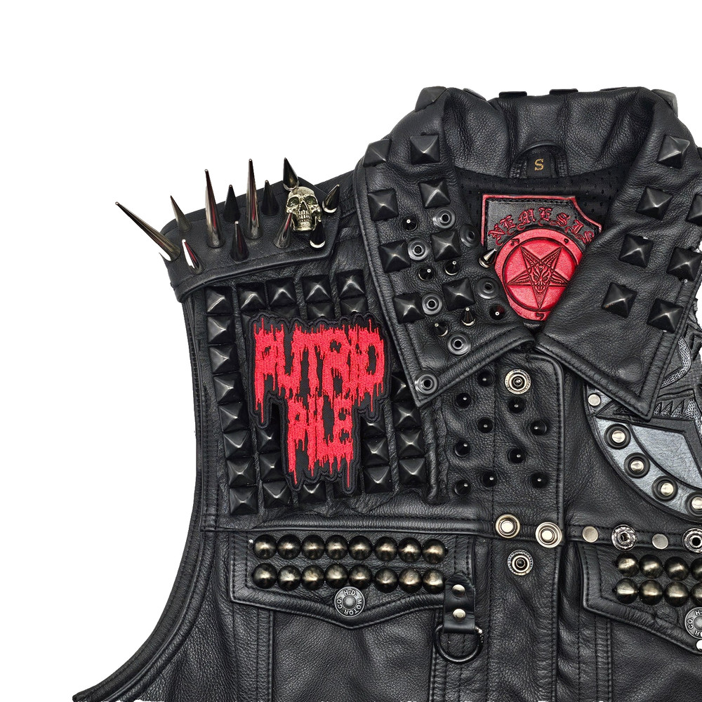 PUTRID PILE RED LOGO (shaped border) EMBROIDERED PATCH