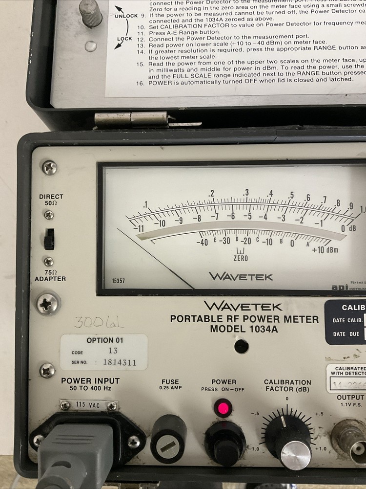 Wavetek Portable RF Power Meter Model 1034A