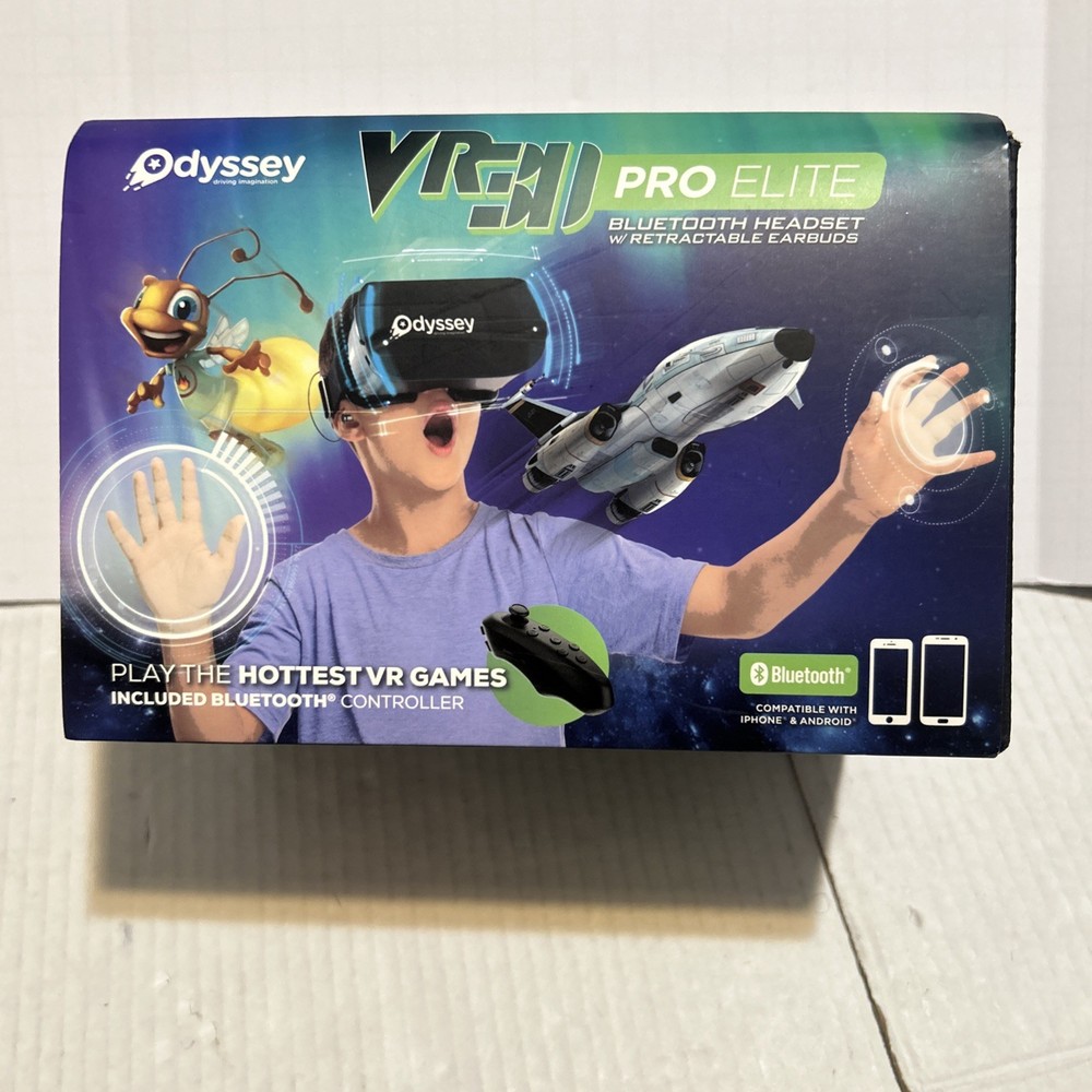 Odyssey VR 3D Pro Elite Virtual Reality Bluetooth Headset Retractable Earbuds