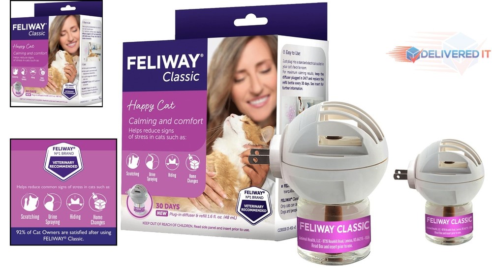 Cat Calming Plug-In Diffuser Kit 48ml Stress Relief Feline Behavior Support