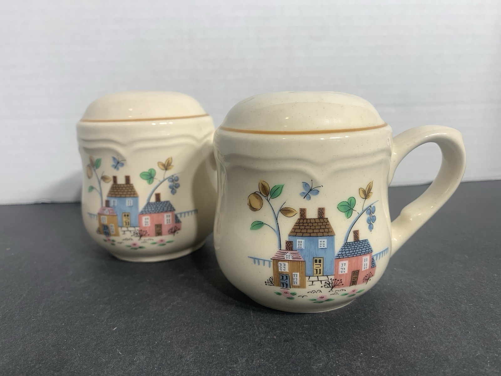 Vintage International Stoneware Heartland salt and pepper shakers, Never Used
