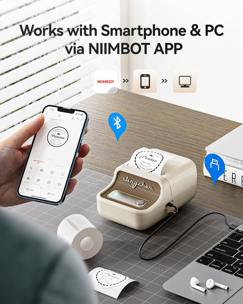 B21 Label Maker, 2 Inch Portable Thermal Label Printer, Label Maker Machine with