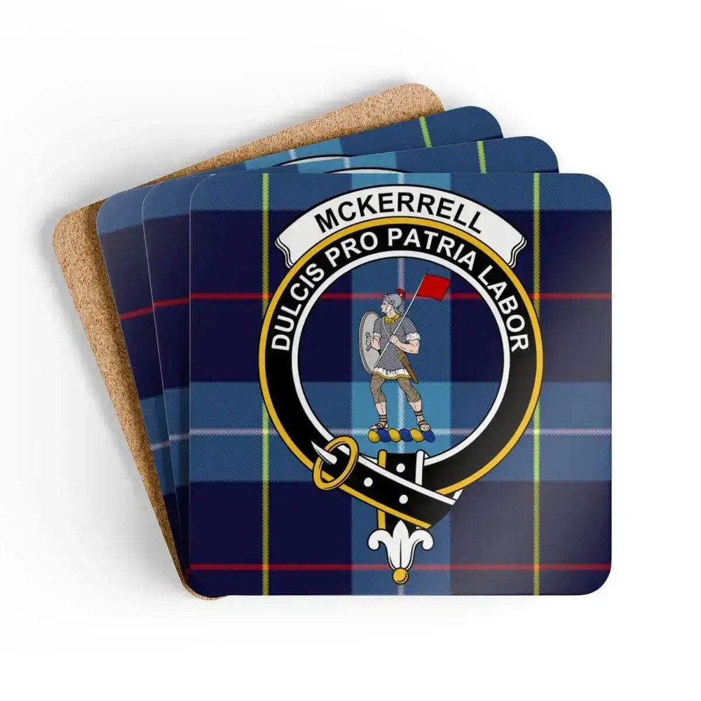 McKerrell Clan Crest Scottish Tartan Coaster Set