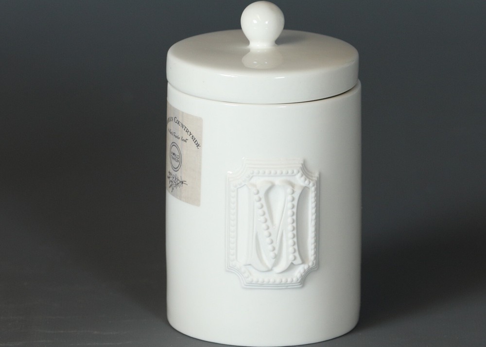 MATHILDE M. WHITE CERAMIC LIDDED COTTON BALLS JAR MEDIUM Size