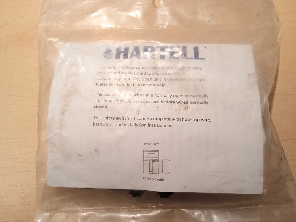 SAFETY FLOAT SWITCH FOR DRAIN PANS J100 Hartell B17-303