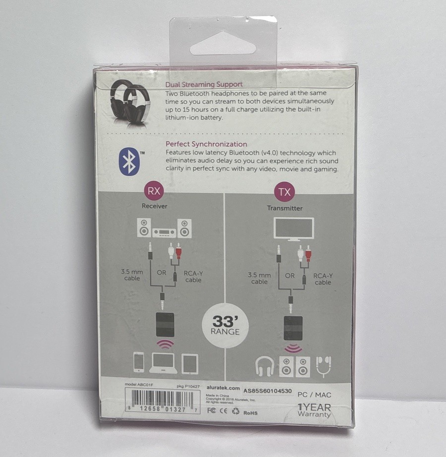 Aluratek ABC01F Universal Bluetooth Audio Receiver and Transmitter