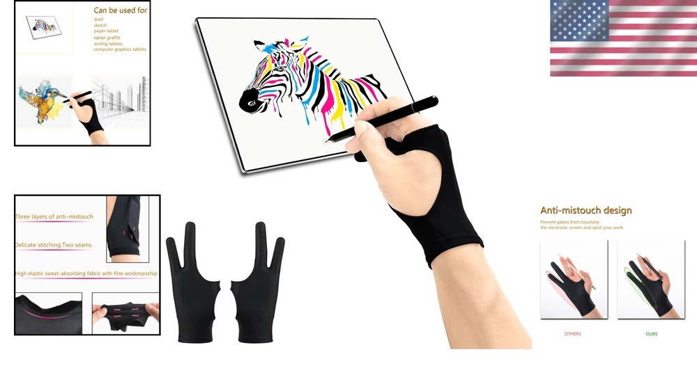 Two-Finger Drawing Glove 2 Pack - Comfortable and Precise for Digital Artists