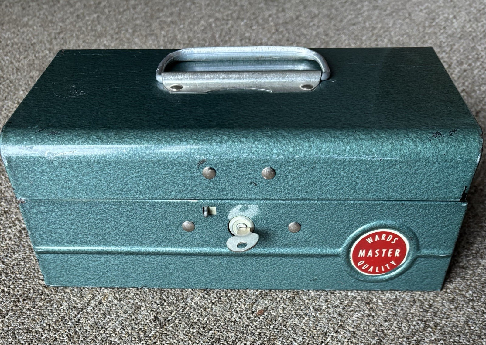 Vintage Green Metal Wards Master Quality 5 Drawer Tackle Box/Cash, Change Tray