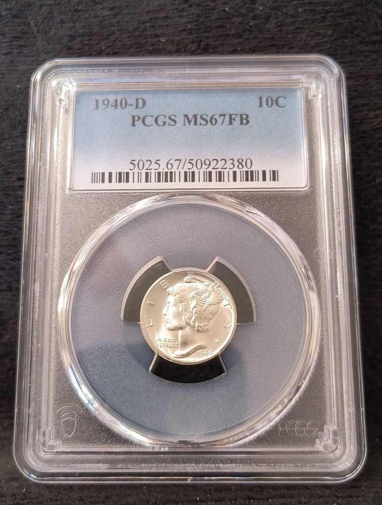 1940-D Mercury Dime PCGS MS67FB Blast White Coin