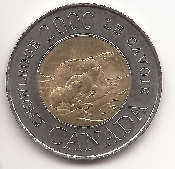 Canadian 2 Dollars "Knowledge" 2000 KM# 399b
