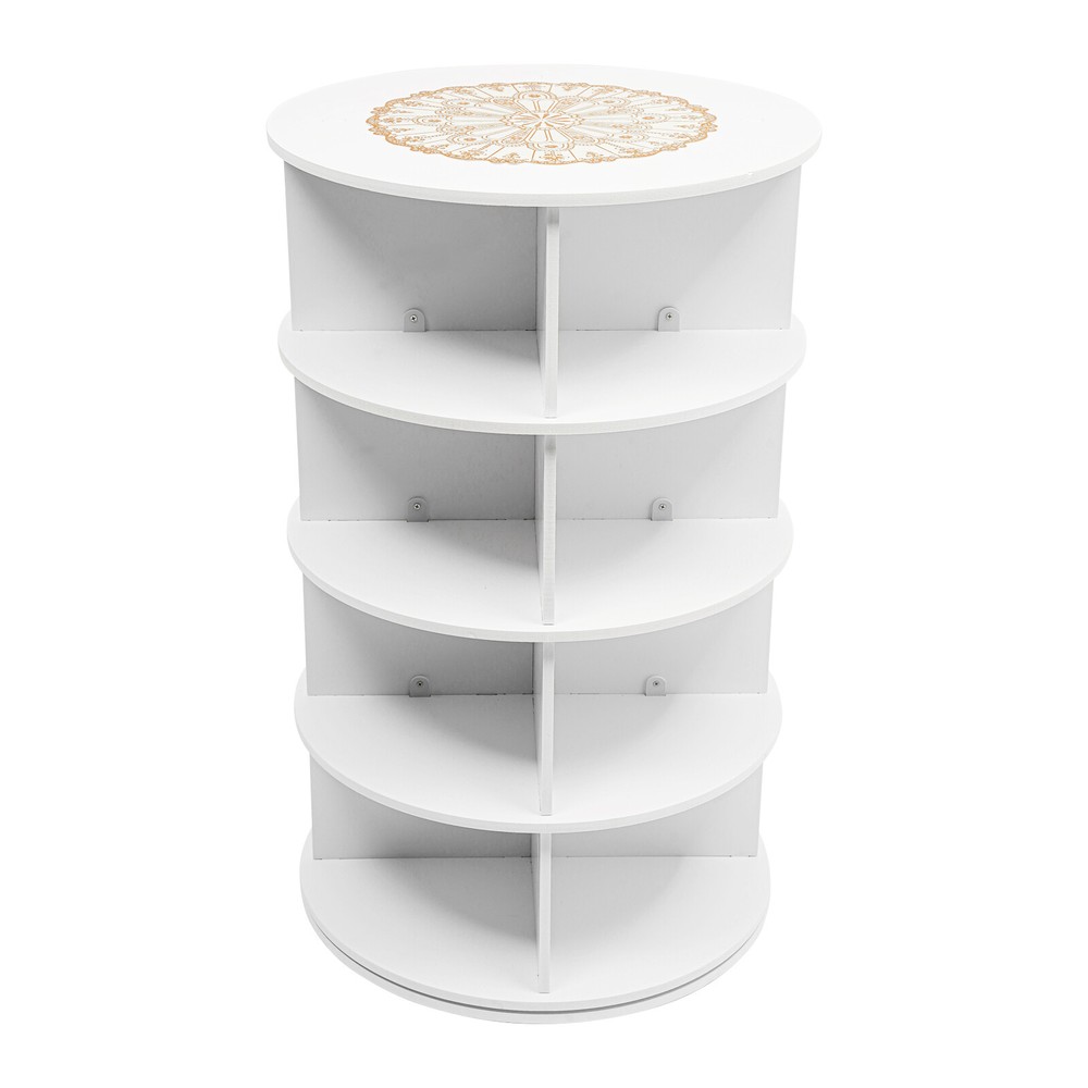 4-Tier White Rotating Shoe Rack, Durable Free-Standing Organizer