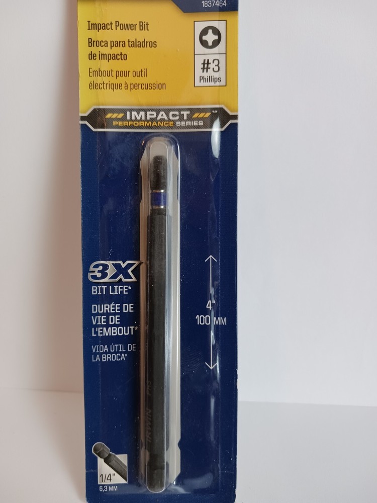 Irwin 4", Philips #3, Black Oxide Impact Power Bit ( 1837464 )