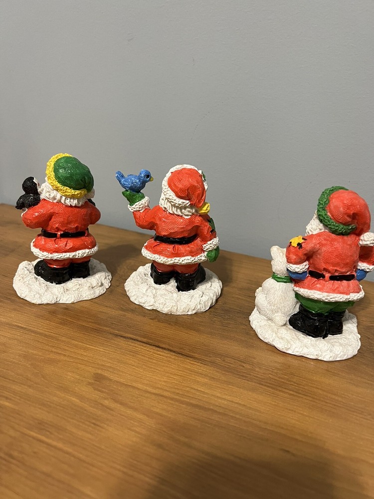 Santa & Friends Lot Of 3 Christmas Figurines 1998 By Hermitage Pottery 4.5”