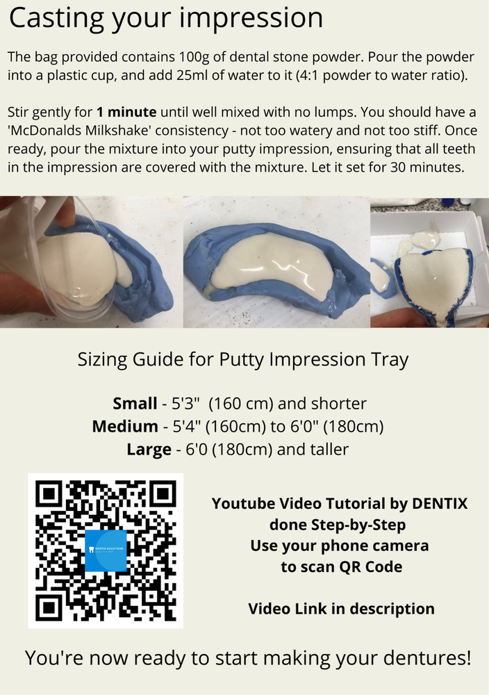 DIY Denture Basic Kit WITH Impression Kit Model Cast, Fun and Simple, Affordable