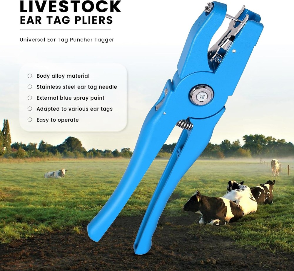 Cattle Ear Tag Applicator Cow Pliers Tagger Universal Blue