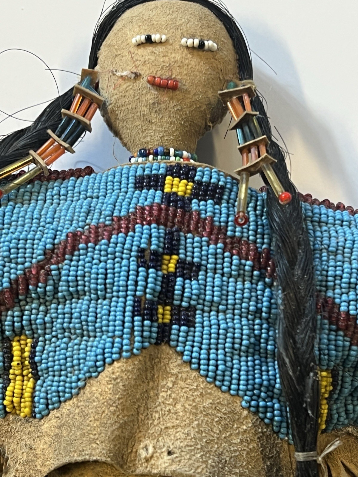 Antique Native American Lakota (Sioux) Indian Beaded Doll; 18 Inches; Late 1800s