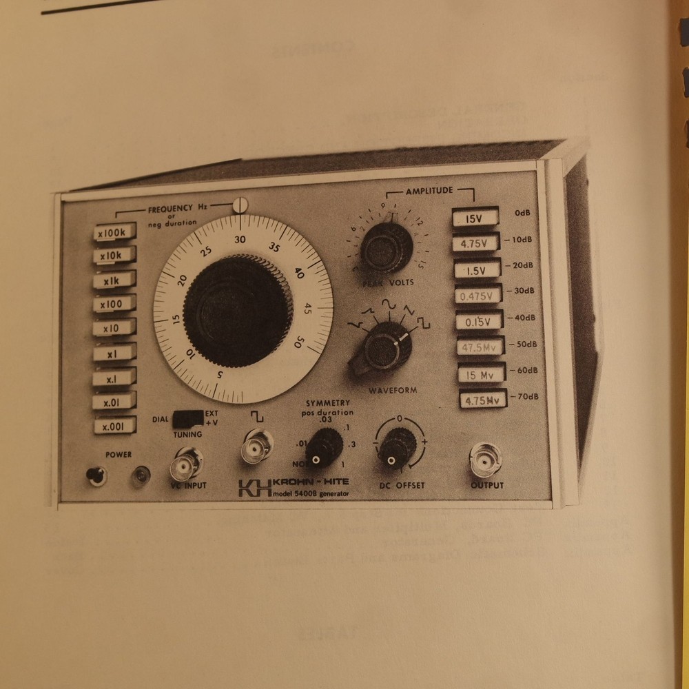 Krohn-Hite Model 5400B 5Mhz Function Generator Operating & Maintenance Manual