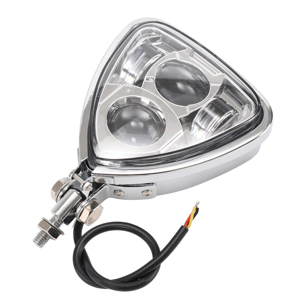 Chrome Motorcycle Triangle Style LED Headlight For Harley Custom Bobber Chopper