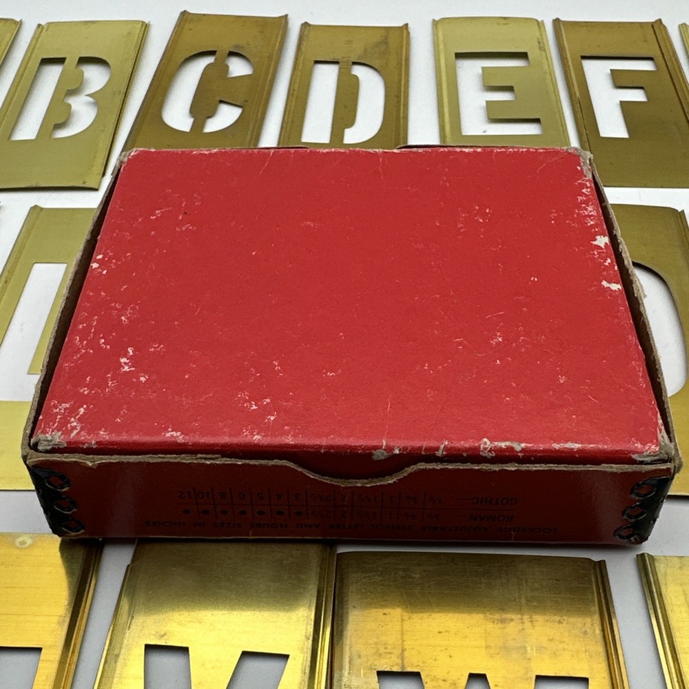 Reese's 4" inch Vintage Brass Interlocking Adjustable Letters stencils complete