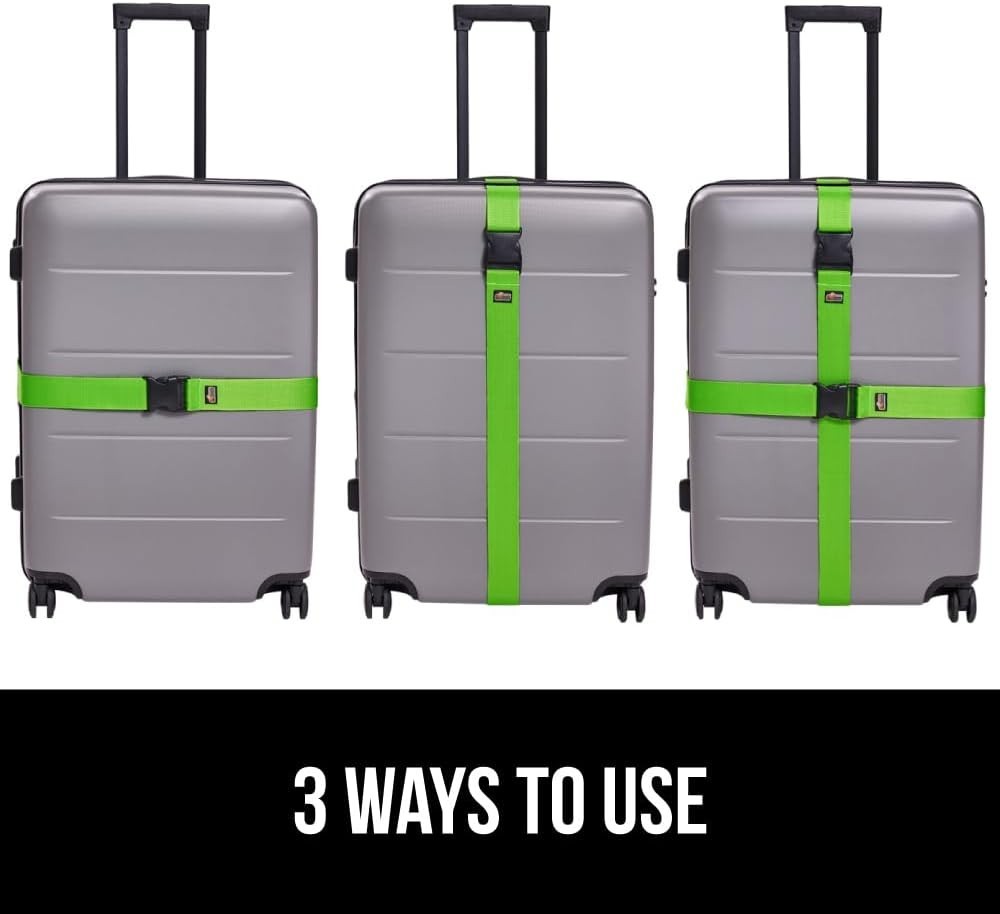 Secure Your Luggage with 4 Adjustable Gorilla Grip Straps - Easy Identification