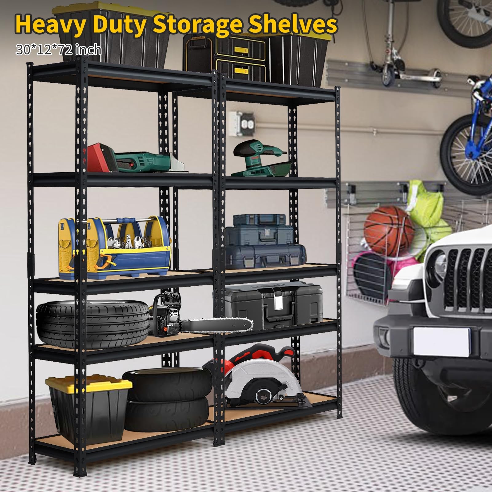 5-Tier Metal Shelving Unit ,Adjustable Heavy Duty Storage Shelves Utility Rack
