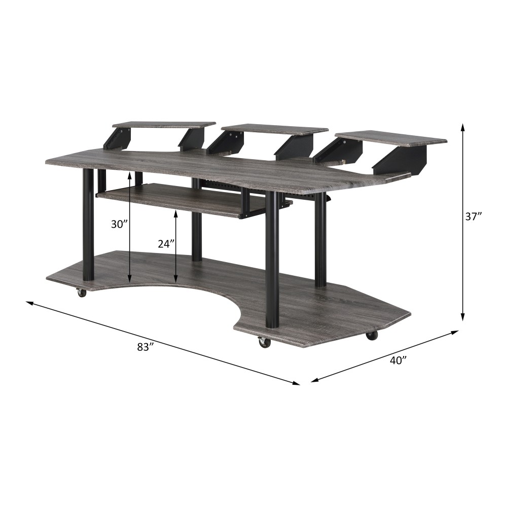 Recording Studio Desk - Black Oak Surface - Optimized for Music Production