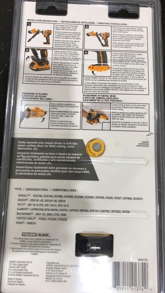 Dewalt DWASHRIR 18 Ga Shears Attachment (A7)