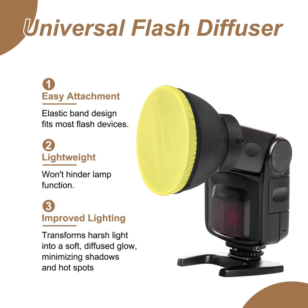 2pcs 7.1" x 7.1" Soft Mini Flash Bounce Diffuser Cap, for Flashlight, Yellow