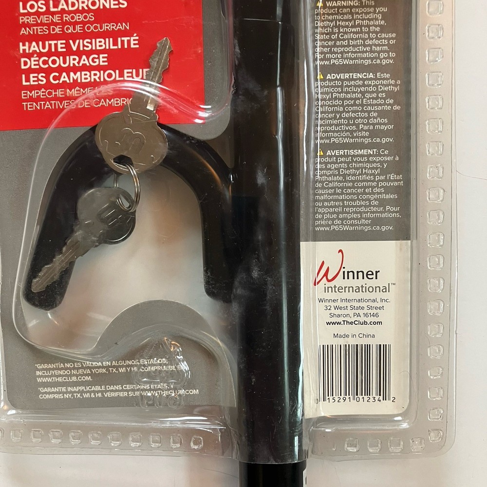 The Club 1234 Basic Steering Wheel Lock High Security Black Anti Theft Device