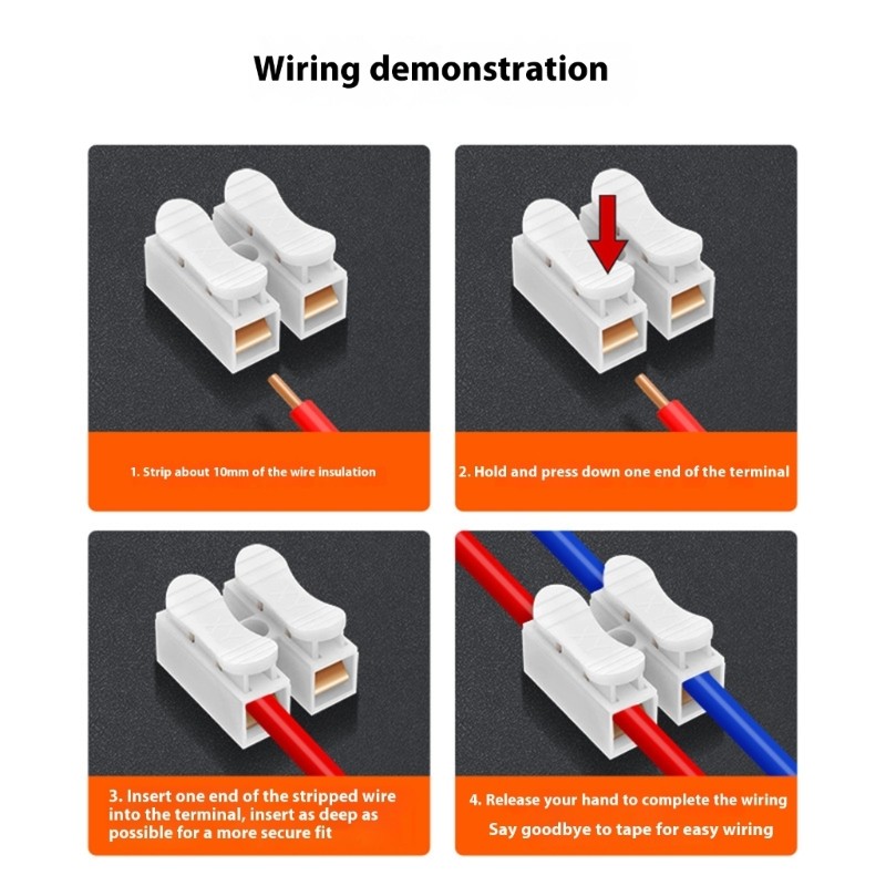 5A 2 In 2 Out Quick Connect Spring Wire Terminals Block for Secure Wiring