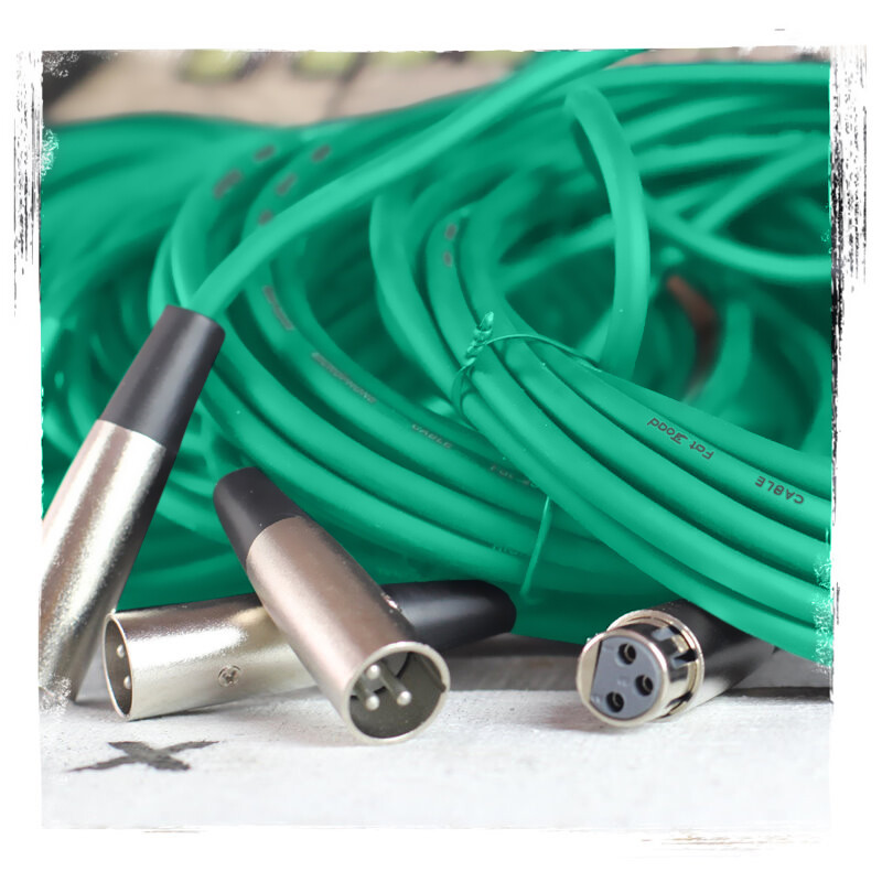 XLR Microphone Cables (2 Pack) by FAT TOAD | 50ft Pro Audio Green Mic Cord Patch