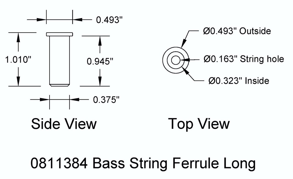 String Ferrule Bass Deep Rear 3/8 Inch Black 4 String 0811384BK