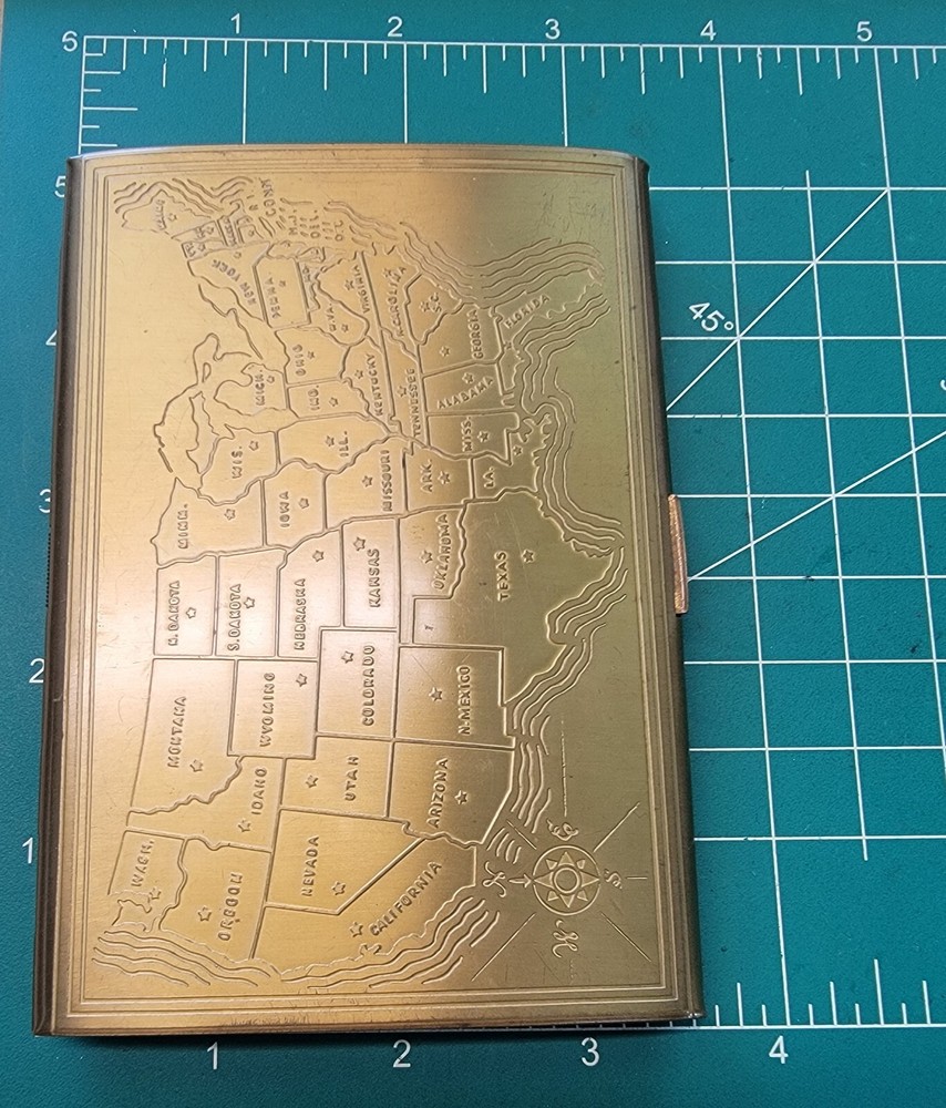 Vintage USA Map Cigarette Case
