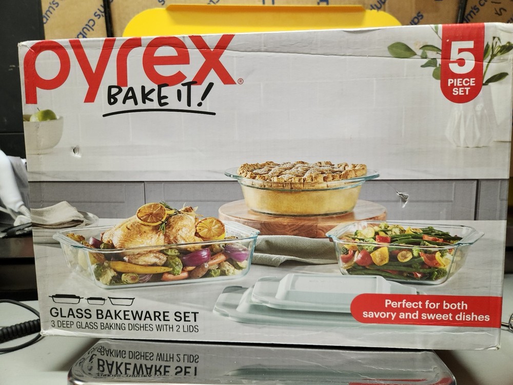 Pyrex Deep Glass Baking Dish Set, 5-Piece