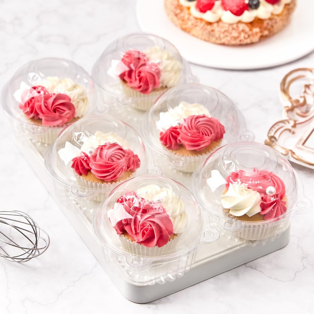 100 Pack Individual Cupcake Containers, Clear Plastic Cupcake Holders Dome Lids