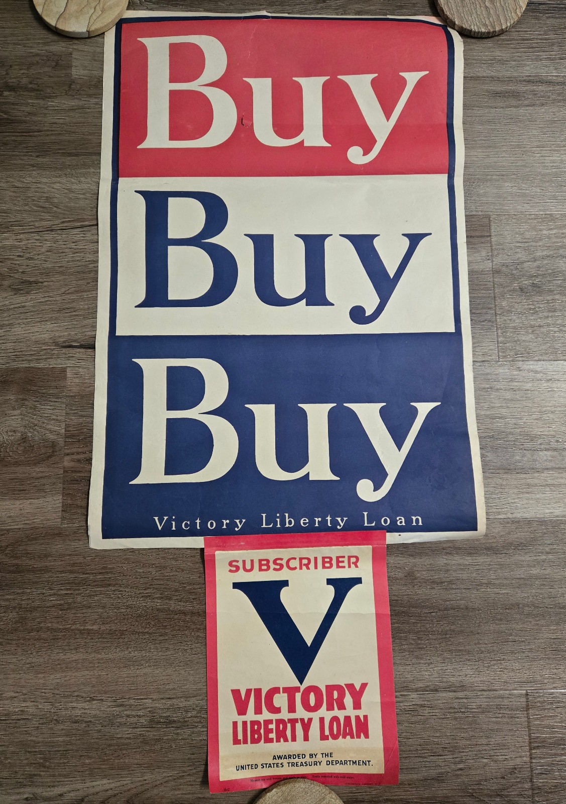 Original Victory Liberty Loan " Buy Buy Buy " WWI Poster 21" x 14" + Mini Poster