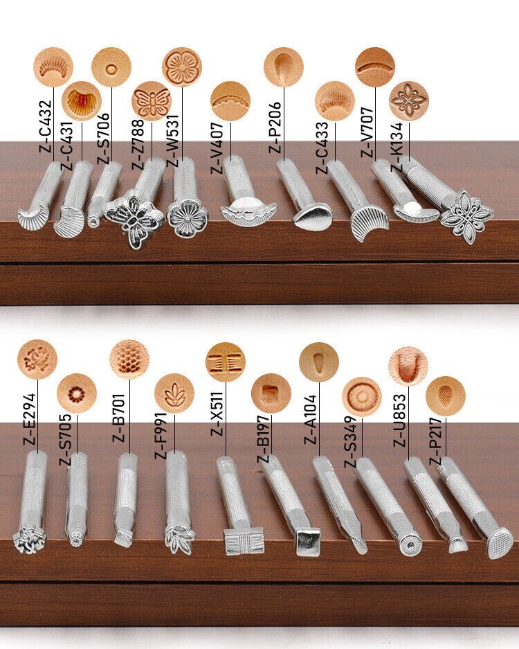 20Pcs Styles Carving Craft Punch Stamps Tools Leather Working Saddle Making Set