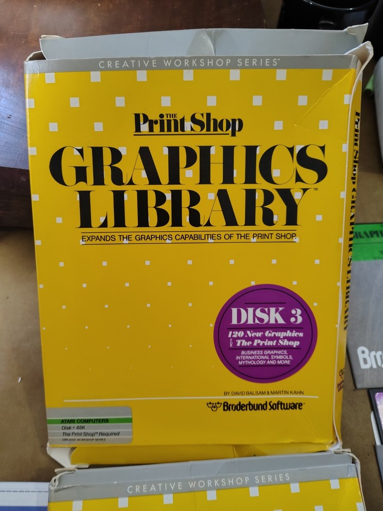 The Print Shop Companion Graphics Library Disk 2 Disk 3 Atari Computer Software