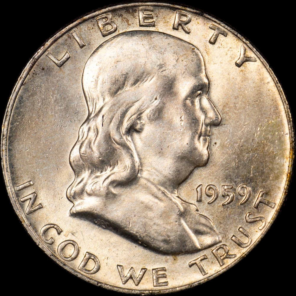 1959-D Franklin Half Dollar - Toned - AU!